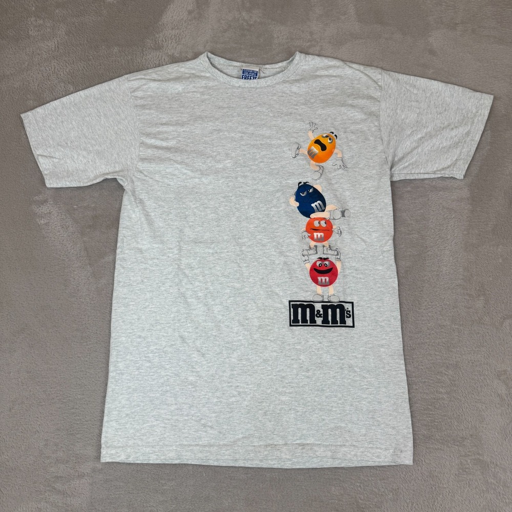Vintage 90s M&Ms Shirt Mens‎ Large Gray Preowned Stain Cotton Graphic Tee